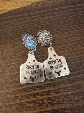 Born To Be Wild Silver Western Dangle Earrings